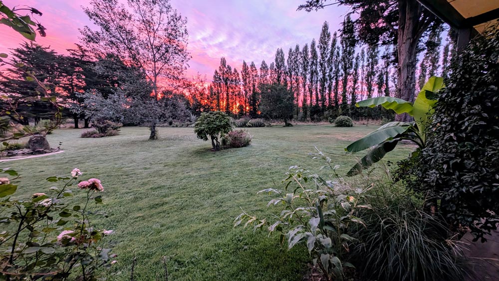 lever de soleil depuis le jardin